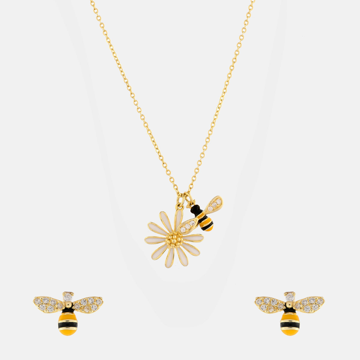 Flower Bee Pendant Set